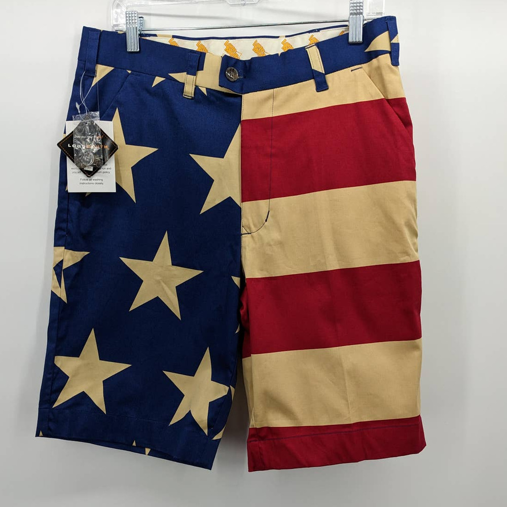 Loud Mouth 32 Mens Flag Old Glory Heritage Shorts Golf Fourth of July